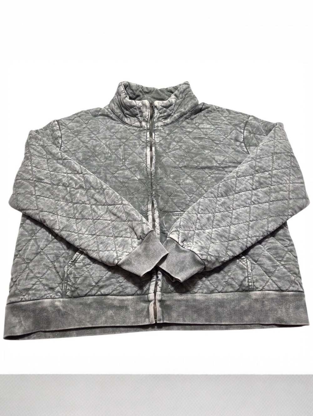 Jane + Delancey Quilted Jacket Green Gray Mineral Wash Full Zip Utility XL
